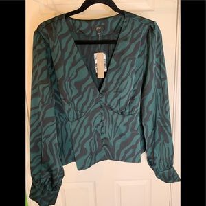 NWT J. Crew Luxe Silk Charmeuse V Neck Blouse